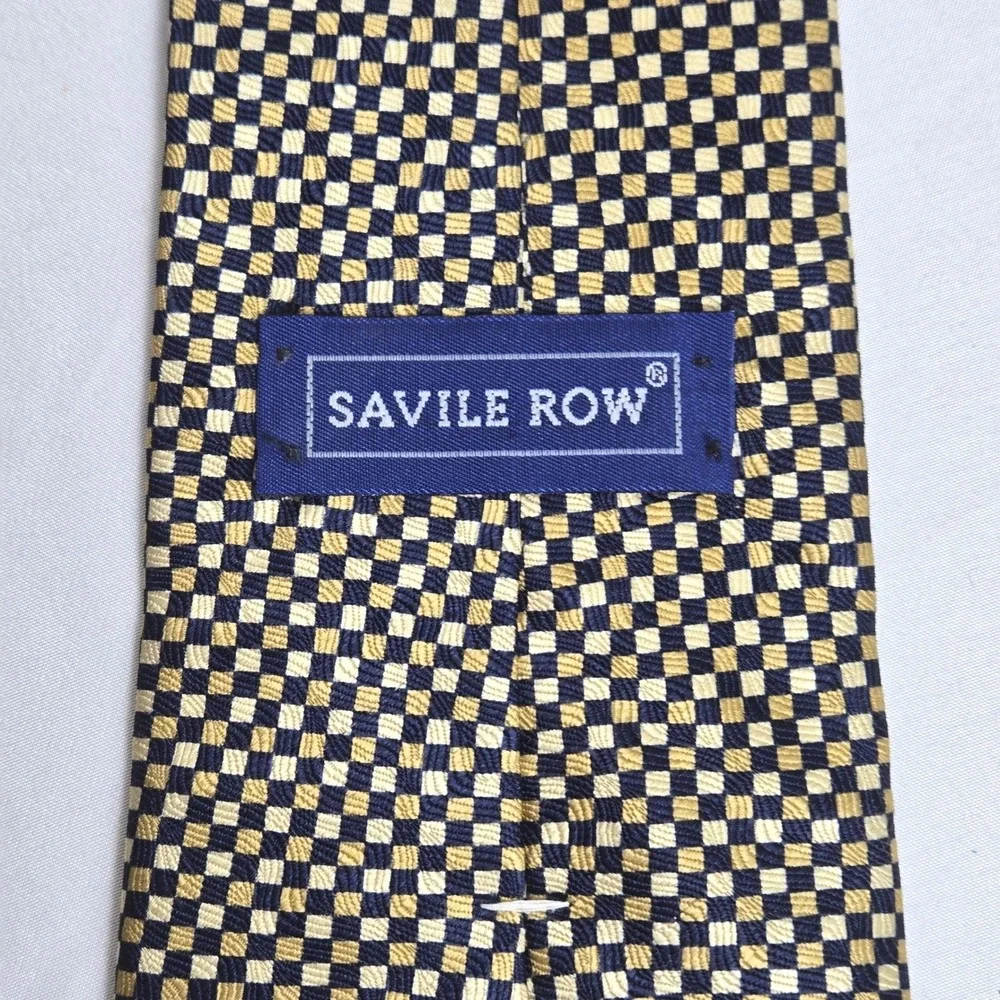 Savile Row 100% Silk Checkered Tie, Made in USA,‎ 8046, 56.5
